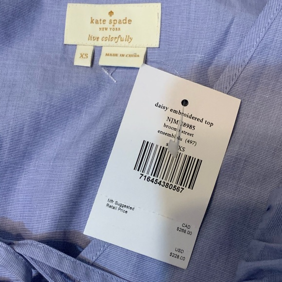 NWT Kate spade daisy embroidered top xs - Picture 10 of 10